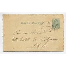 ARGENTINA ENTERO POSTAL GJ CAP-22 CARTA POSTAL CON MATASELLO ESTACION TEMPERLEY FERROCARRIL SUD